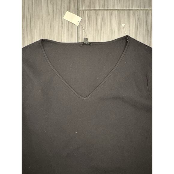 Talbots Black V-Neck Sweater Size 3X NWT Scalloped Trim Cotton Blend - Picture 2 of 6